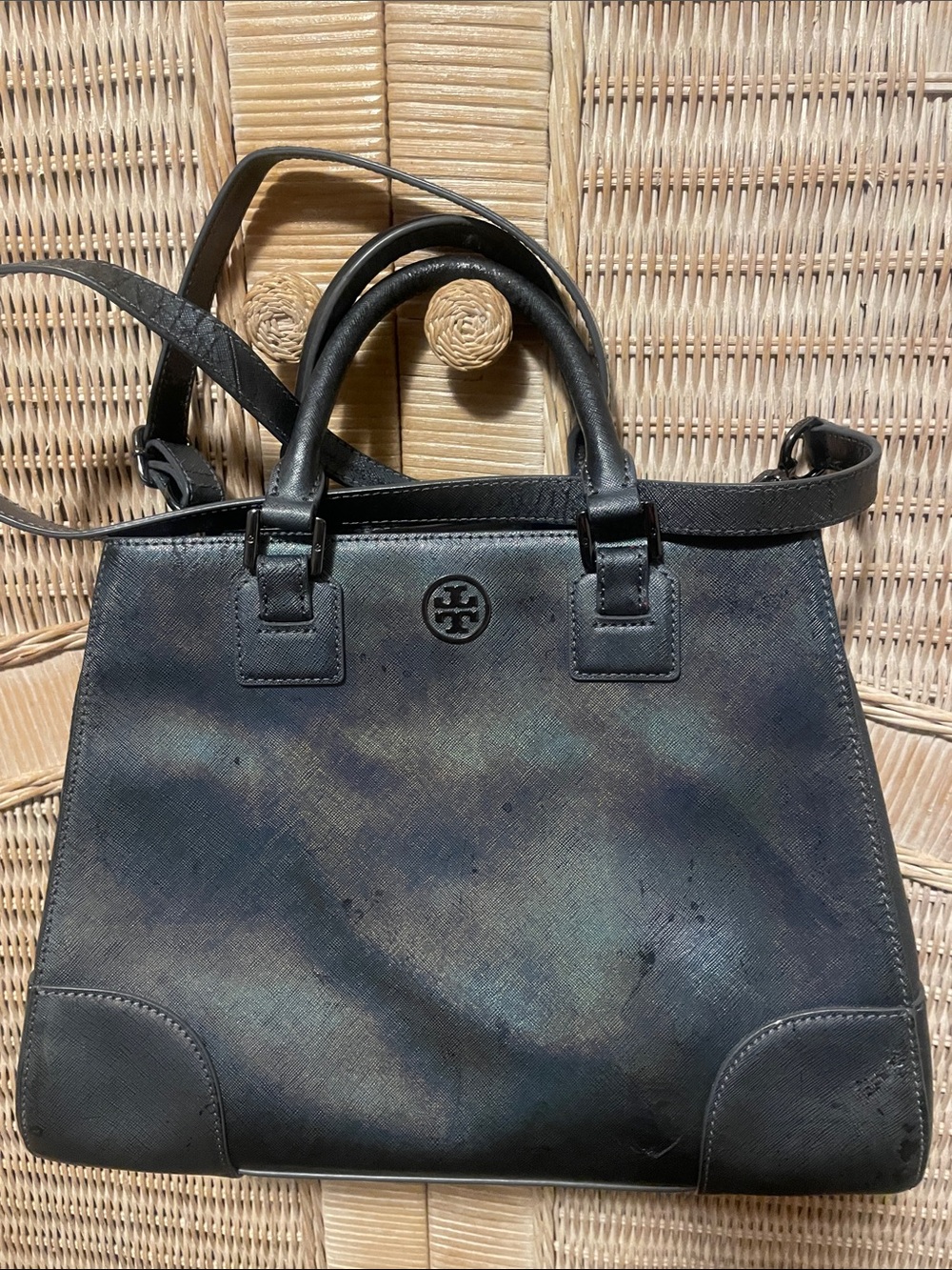 Tory Burch Black Leather Structured Satchel